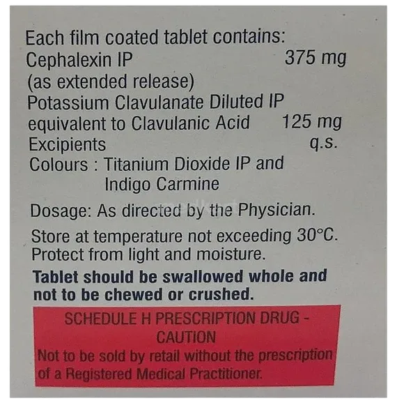 sporidex cv 375mg tablet 10's